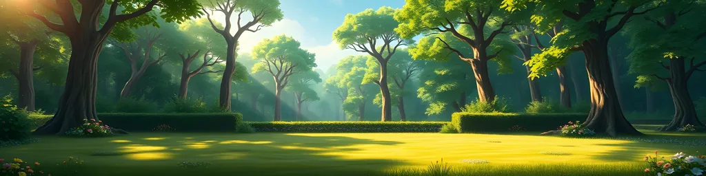 A sunlit forest clearing in the Thornwild Commons